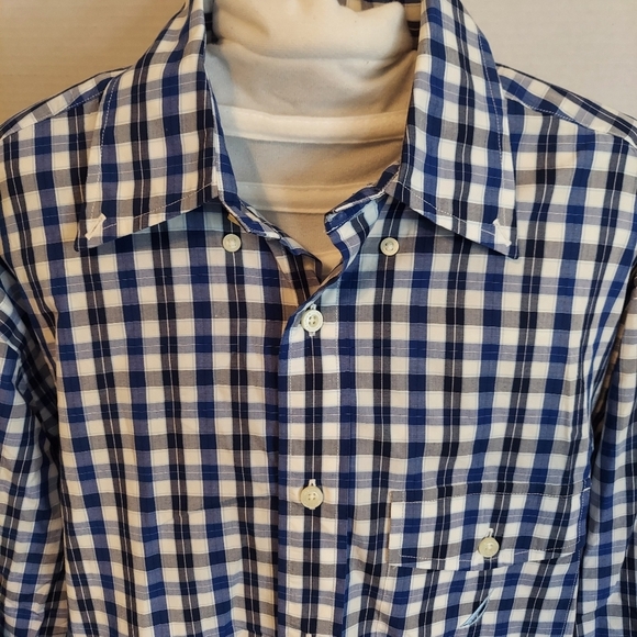 Nautica Vintage Men Size Medium Blue Plaid LS Button Up Shirt - Picture 2 of 7